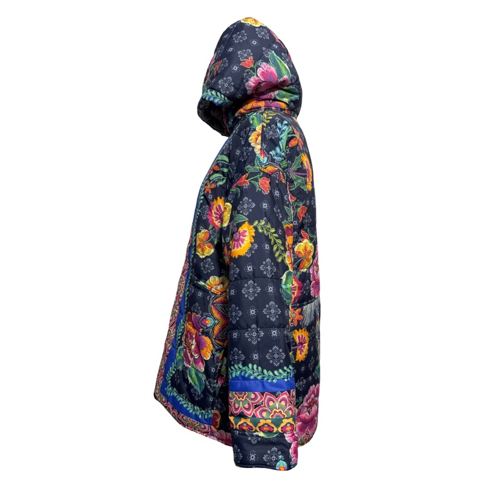 Johnny Was • Mauri Reversible Quilted Puffer Jacket Darnahta Scarf Print S NWT - Picture 5 of 16